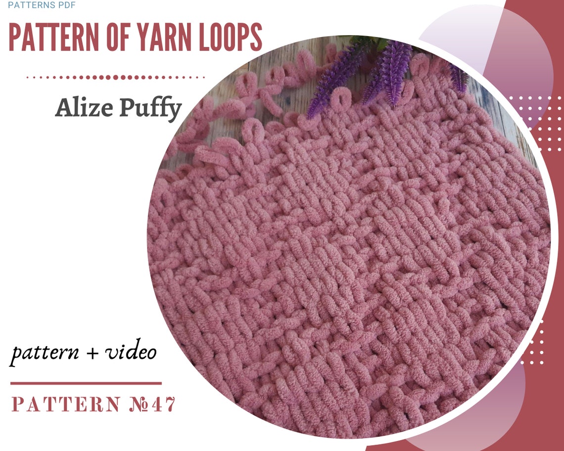 Pattern for knitted baby blankets from yarn loops. Alize puffy Etsy