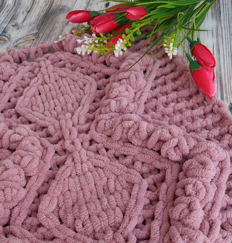 Pattern for knitted baby blankets from yarn loops. Alize puffy Etsy