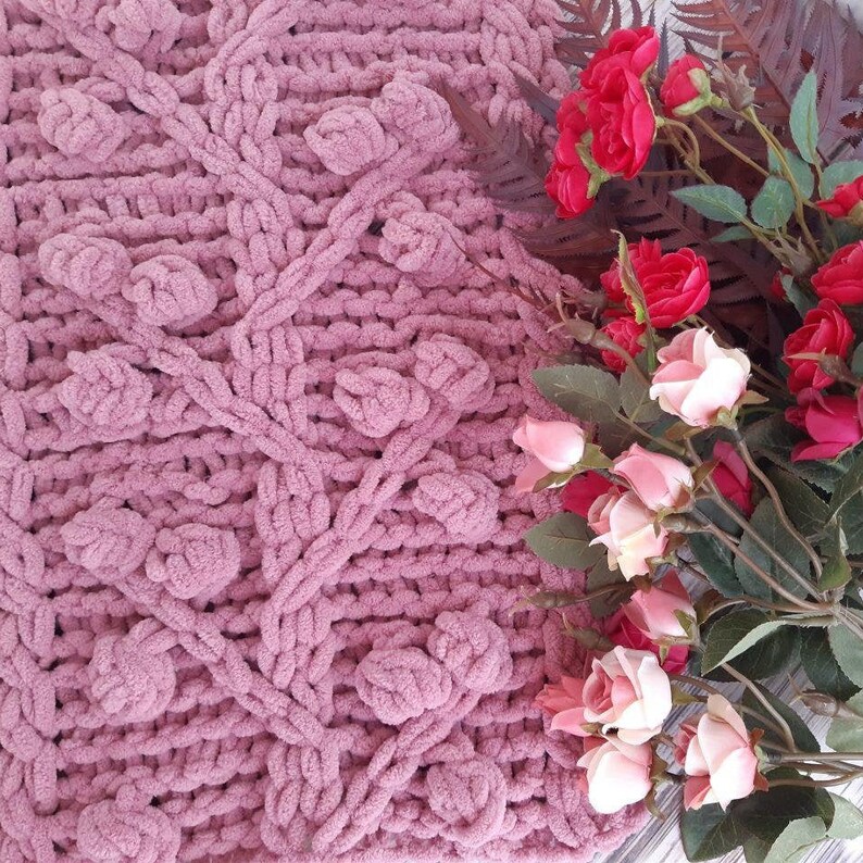 Pattern for knitted baby blankets from yarn loops. Alize puffy Etsy