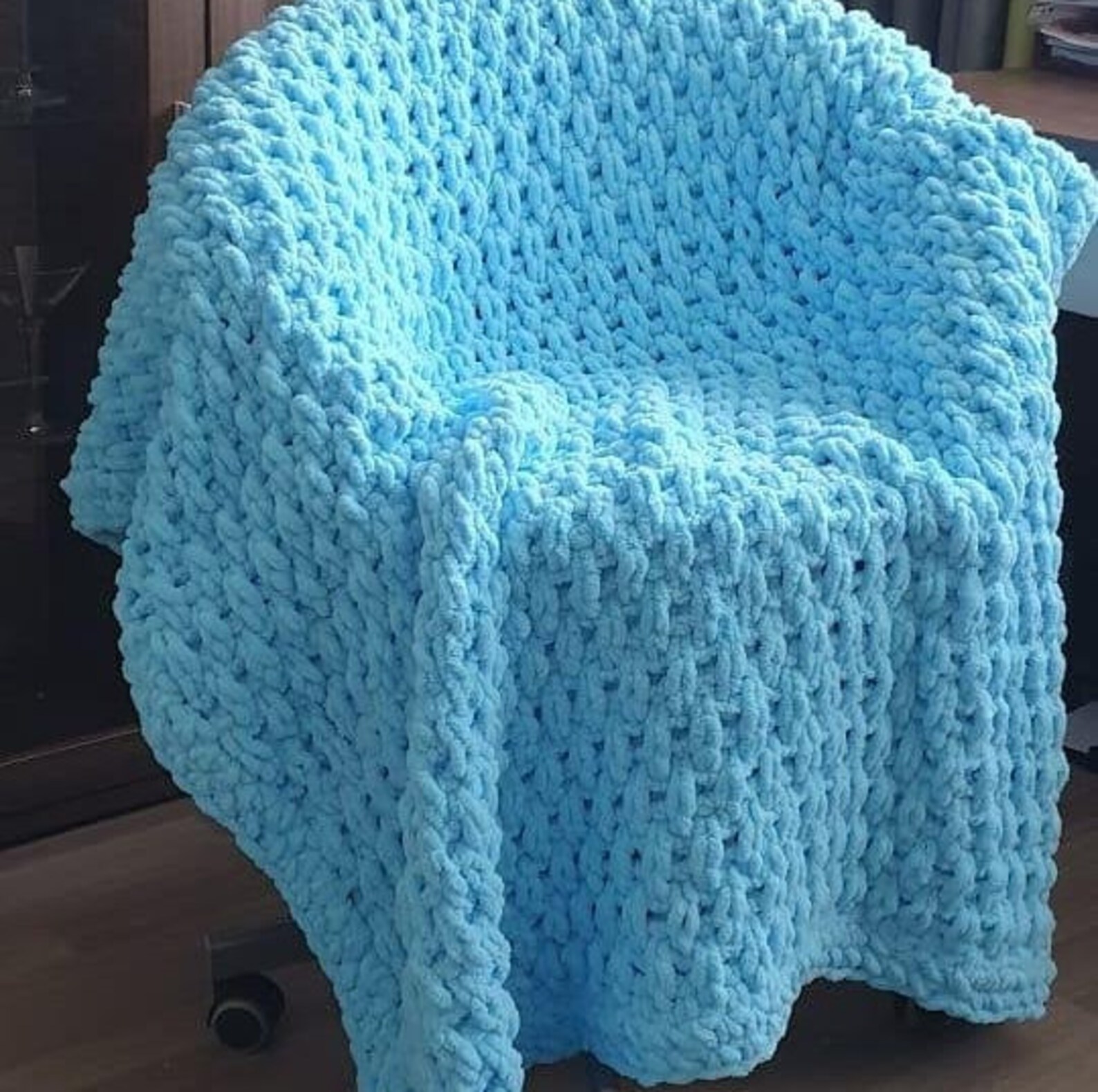 Pattern for knitted baby blankets from yarn loops. Alize puffy Etsy