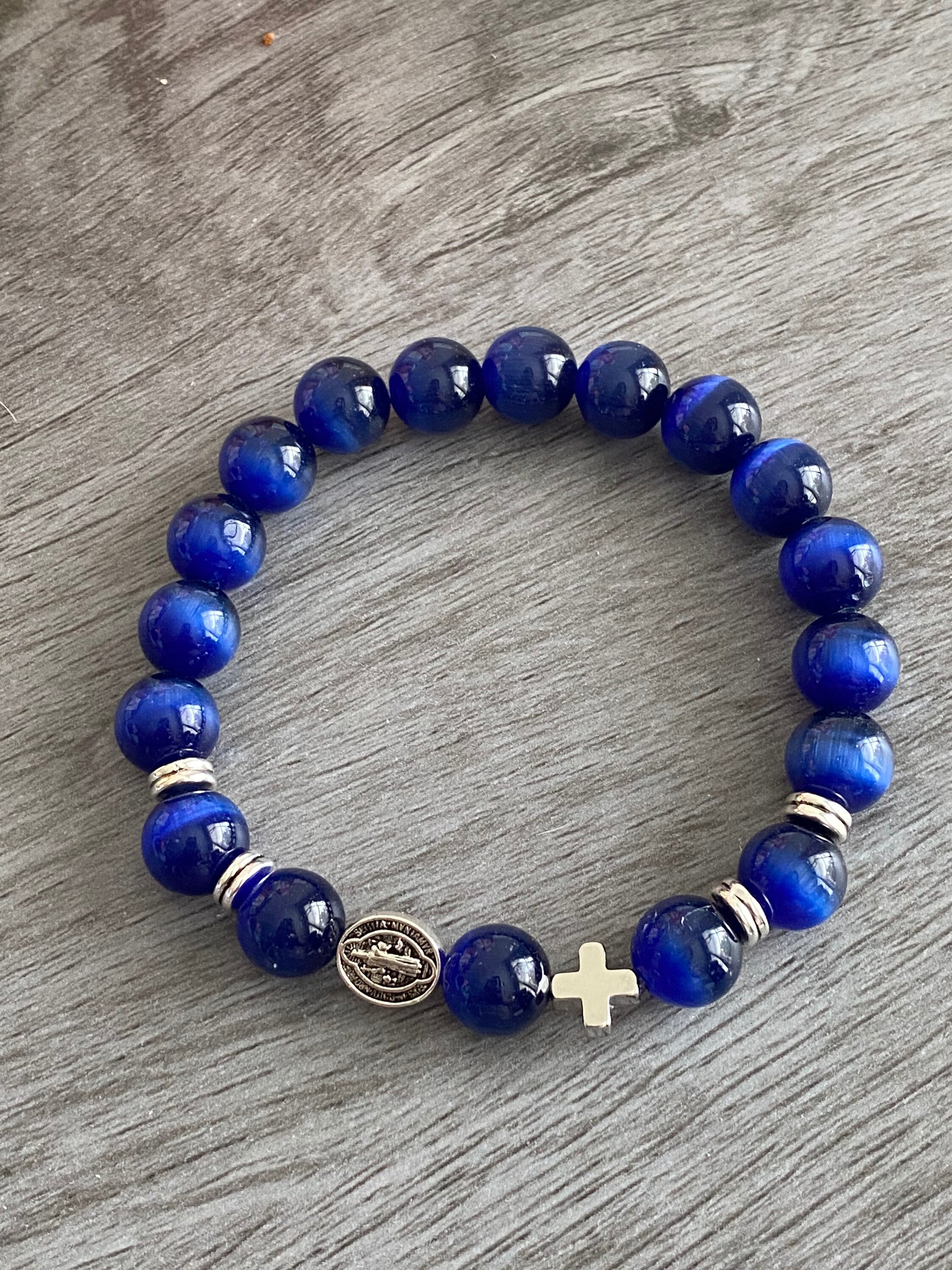 Religious Bracelet Unisex Beads Stretch Bracelets St Etsy