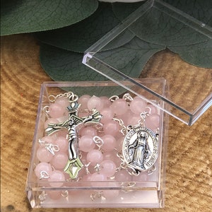 Handmade Catholic Beads Rosary Necklace Medal & Cross