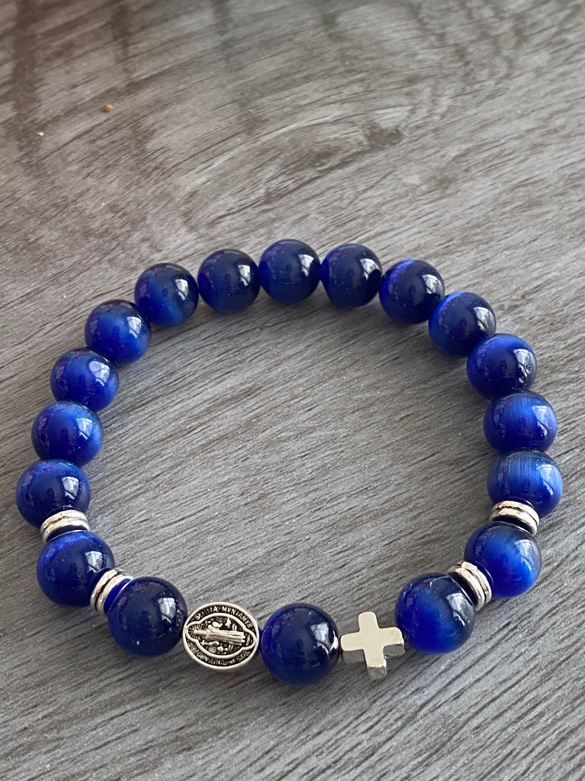 Religious Bracelet Unisex Beads Stretch Bracelets St Etsy