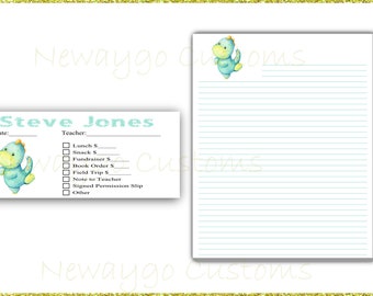 Custom, Personalized, Envelopes, School Stationery, Money Envelope, Signed Permission Slips, Teacher Notes, Dinosaurs