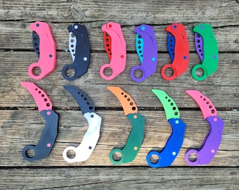 3d printed multicolored safe fidget knife gravity kerembit fidget toy