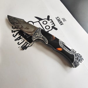 Medusa Engraved Pocket Knife: Personalized Custom Steel Craft Knife