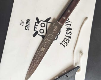 Fillet Knife with Skull Engraving Cut Like a Pro By Di'Casteel