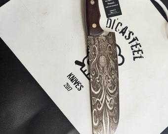 The Kraken&#39;s Forge Culinary Myth with Butcher Knife 9 inch Octopus Engravings Craft Knife Perfect and Unique Personalized Gift By Di&#39;Casteel