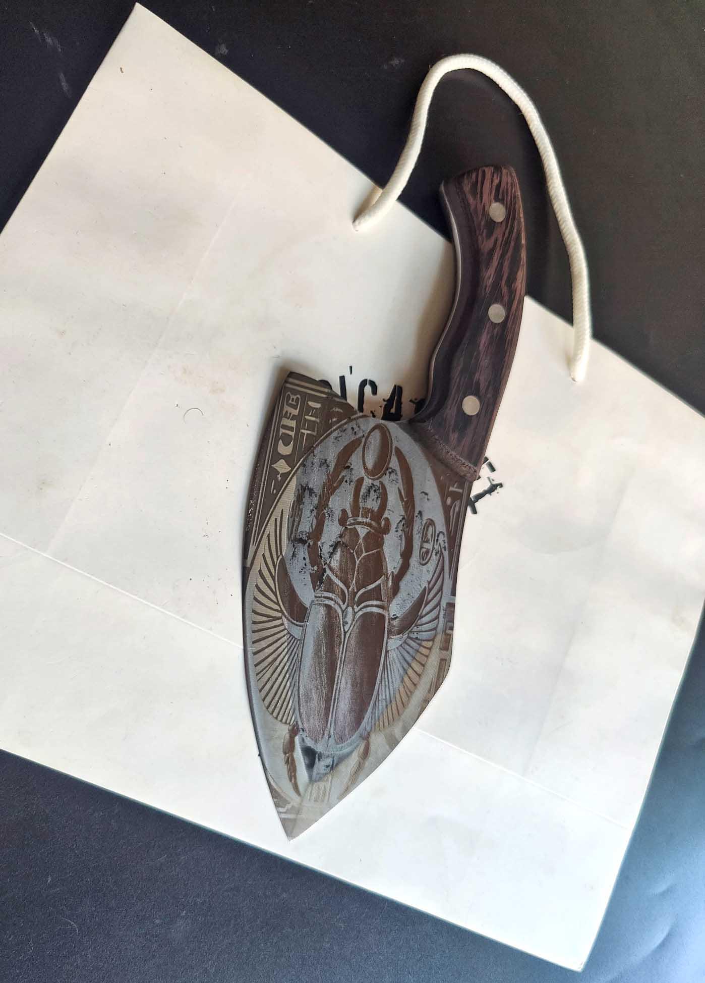 Rustic Cleaver Knife with Khepri Engraving Show off your creations By Di'Casteel