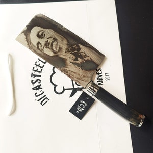 Musical Legends in Steel: Cleaver Knife with Bob Marley Engraving Personalized Gift with Unique Craft Knife Bob Marley Art  By Di&#39;Casteel