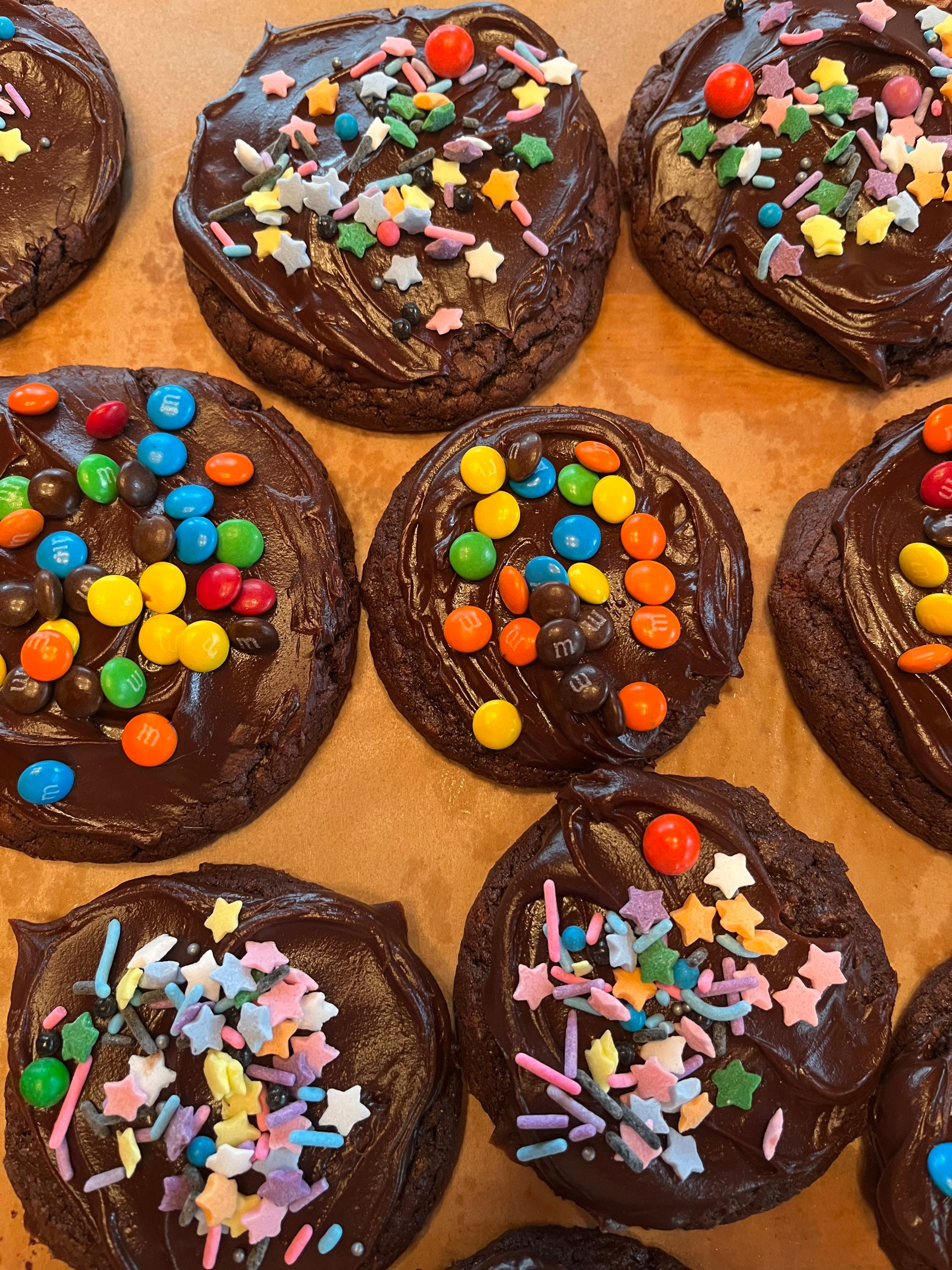 Ganache-Stuffed Cosmic Brownie Cookies