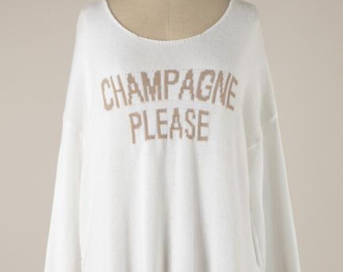 Champagne Please Saying Knit Lightweight Sweater