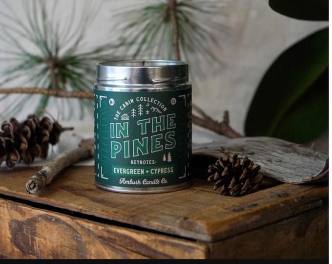 in the pines soy candle