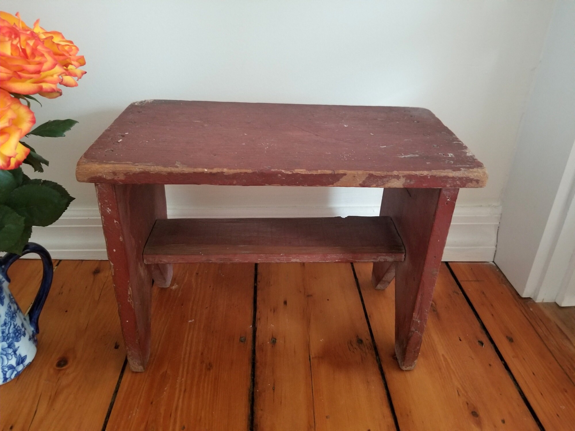 Rustikaler Hocker aus Rotem Holz Rustikaler Bauernhocker | Etsy