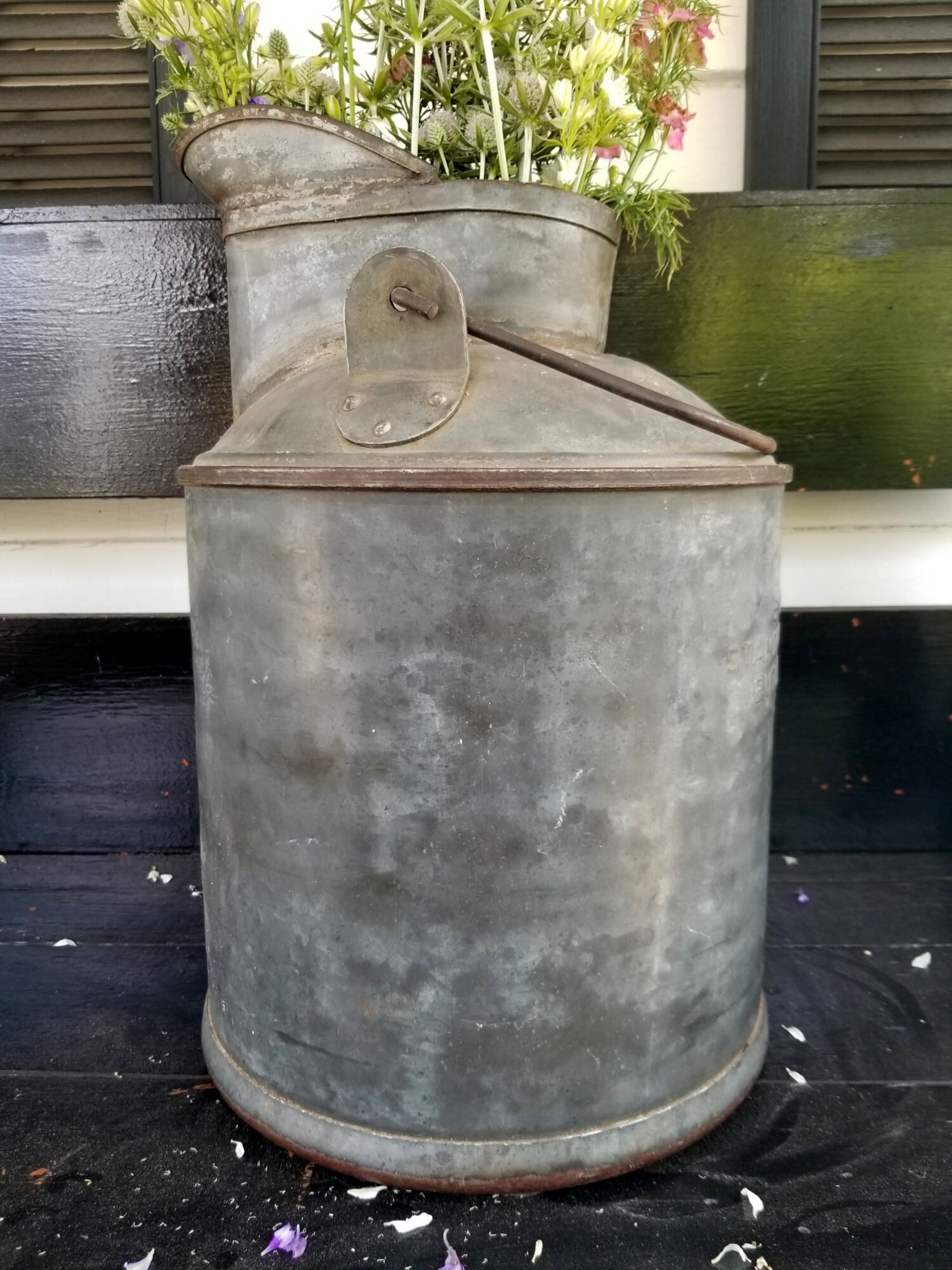 Antique Galvanized Oil Fuel Can '5 Gallon Standard Measure Etsy