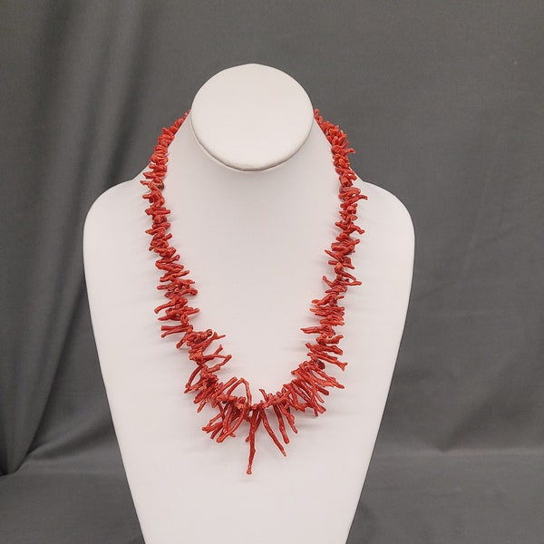 Vtg Red Branch Stick Coral Necklace