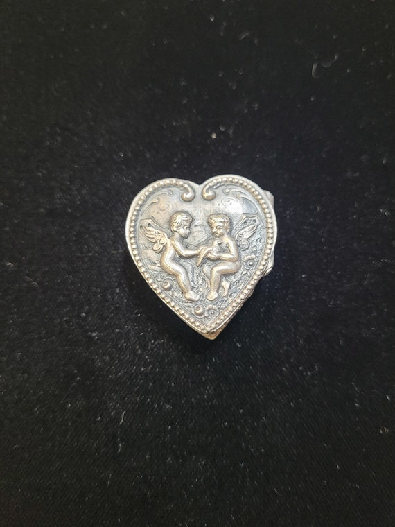 Heart Shape Cherub Box 800 Silver - image 1