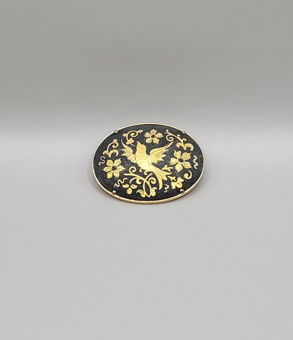 Oval Damascene Brooch Pin - image 1