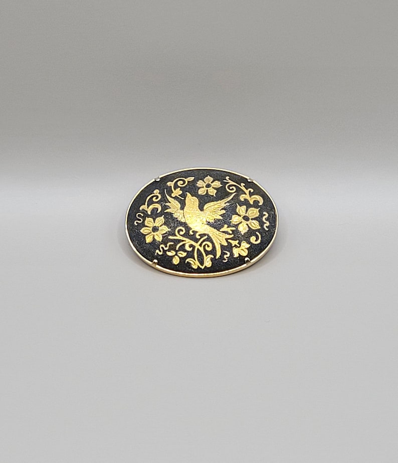 Oval Damascene Brooch Pin image 1