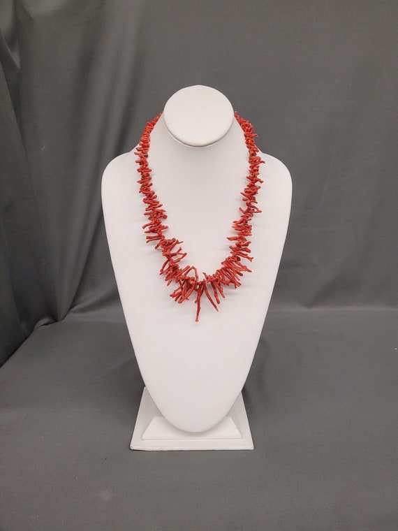 Vtg Red Branch Stick Coral Necklace