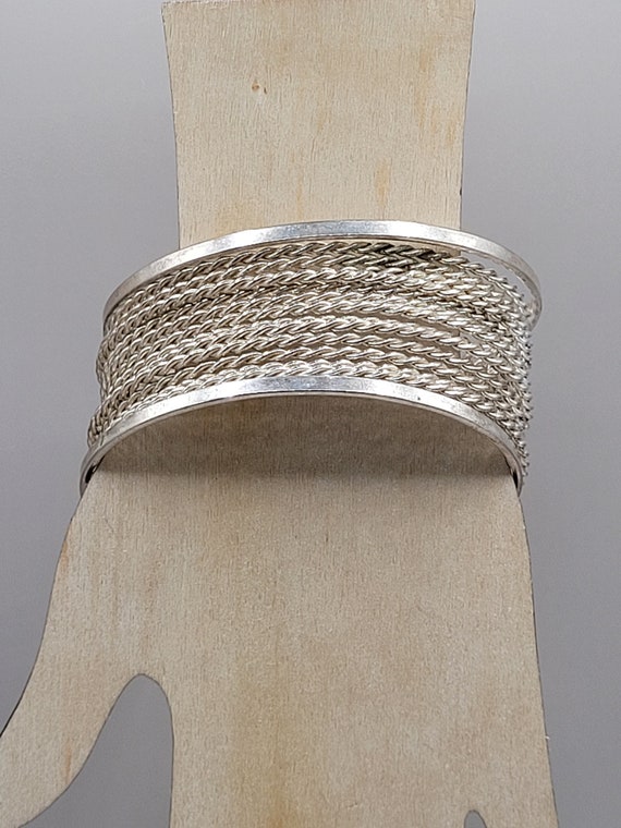 Silver Tone Large Outerwear Cuff Bracelet - image 1