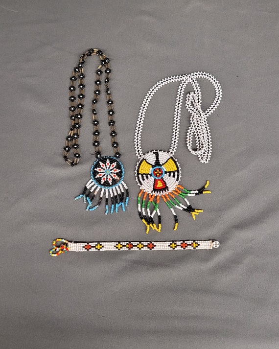 Beaded American Indian Medallion Necklaces & Brace