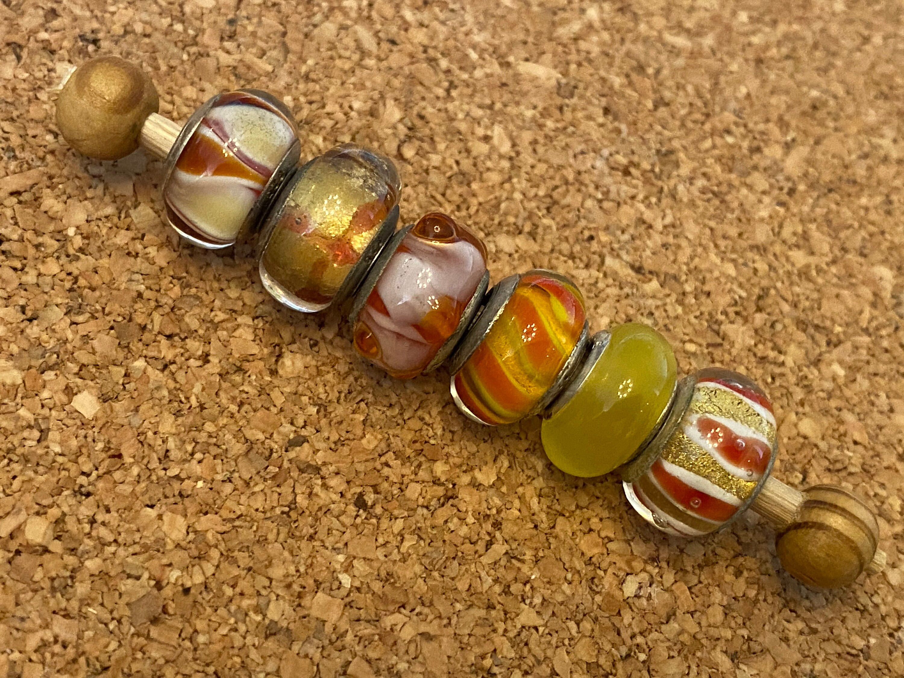 Hand Made Murano Glass Cylinder Beads, Large Hole Murano Glass Beads, 100  Beads 