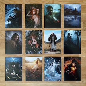 Postales de mitología eslava / Arte pagano original / Postales de brujas / Regalo original / Wicca