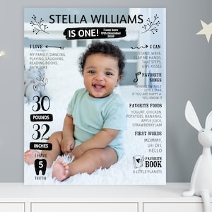 Editable 1st Birthday Milestone Photo Board Poster (Digital Download)