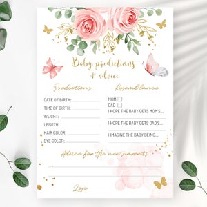 Jeu de prédictions et de conseils pour baby shower. Cartes de prédiction de bébé rose poudré. Carte conseil pour bébé. Jeux de baby shower. Téléchargement instantané.  0063