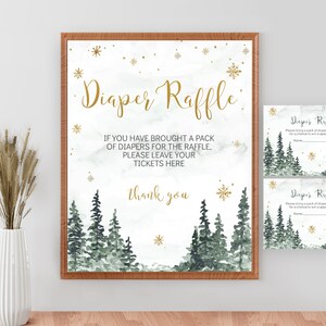 Cartes de tombola de couches d'hiver. Panneau de tombola de couches pour baby shower et billets de tombola. Jeux de baby shower. Téléchargement instantané. PO