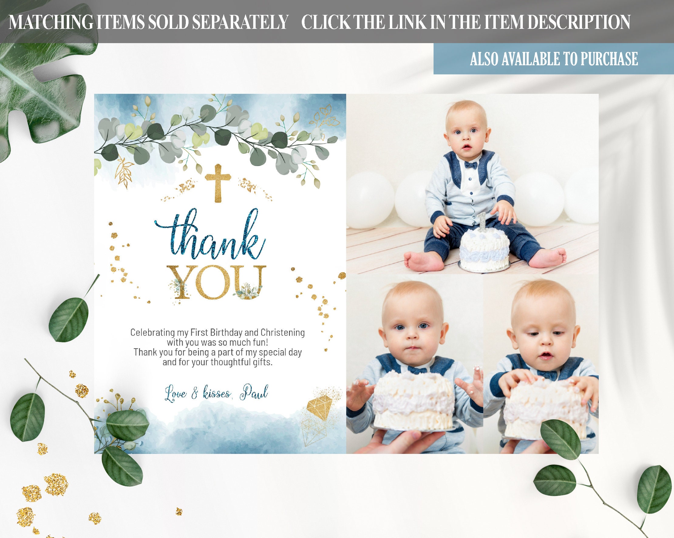 Boy Christening and First Birthday Invitation. Baptism and 1st Etsy