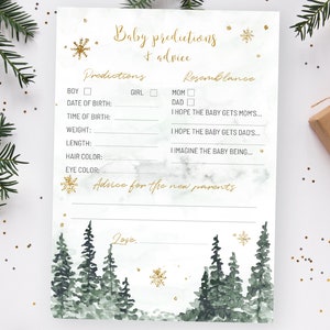 Winterbabyvoorspellingen en babyshoweradvies. Voorspellingen voor baby. Babyadvieskaart. Babyshower spelletjes. Direct downloaden. WT