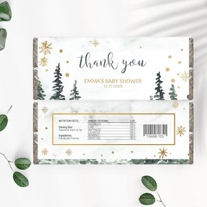 Winter chocolate bar wrapper instant download. Gender neutral baby shower favors. Baby shower chocolate wrapper. Candy bar wrapper. WT