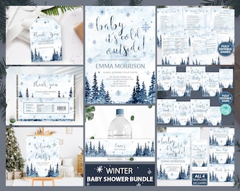 Winter Baby Shower Mega Bundle. Baby Its Cold Outside. Gender Neutral Baby Shower Invitation. Editable Winter Baby Shower Invitation Set. WT