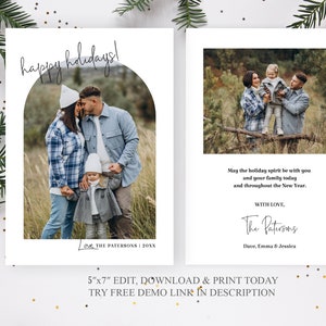 Modern Christmas card template. Christmas card with photo template. Christmas photo card. Minimalist Christmas card. Holiday card template.