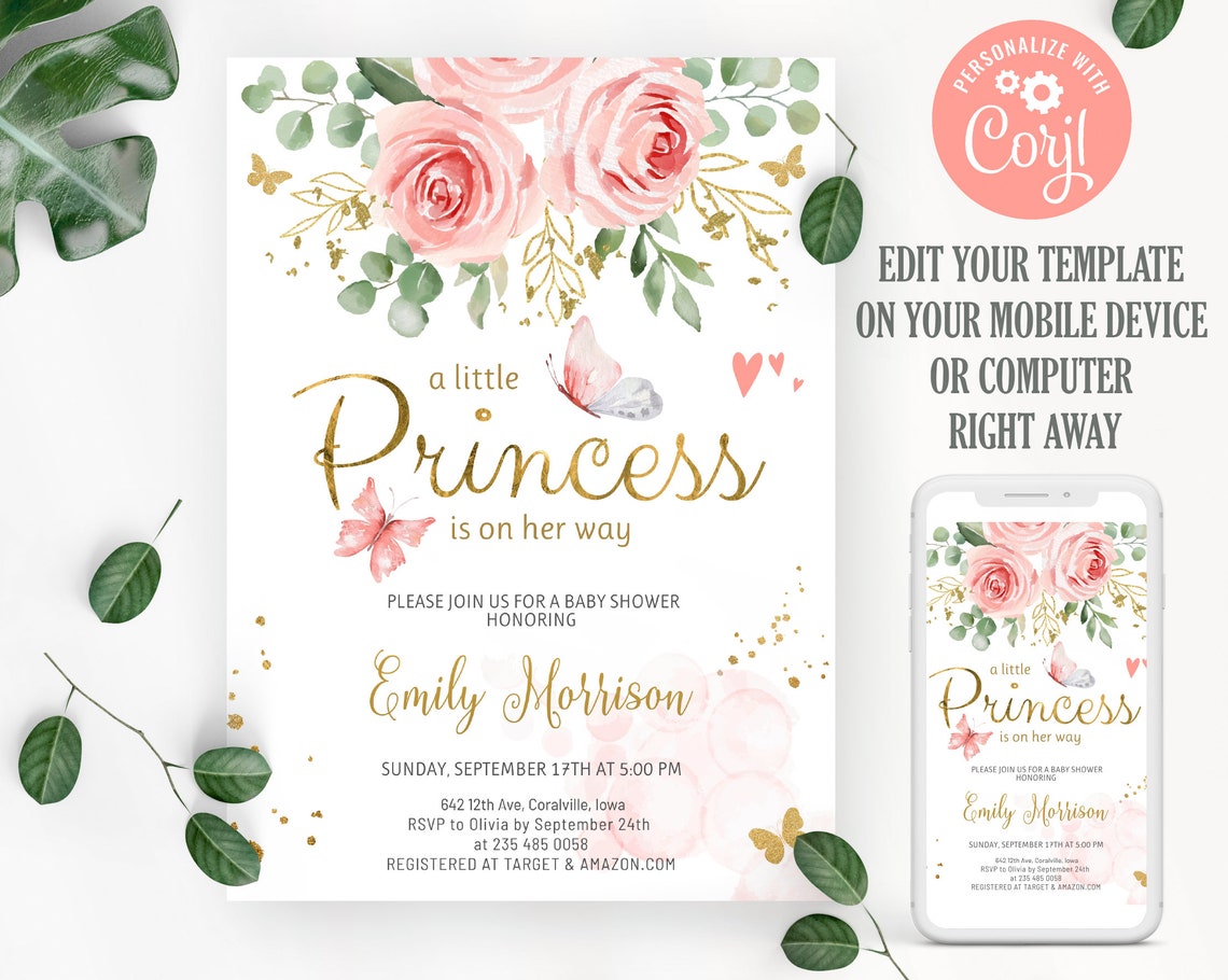 Editable a Little Princess is on Her Way Baby Shower Etsy