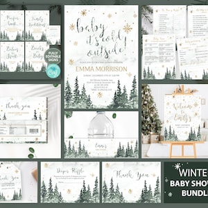 Winter Baby Shower Mega Bundle: Editable Invitation Set