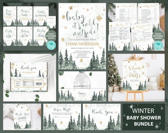 Winter Baby Shower Mega Bundle: Editable Invitation Set