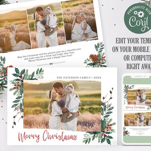 Modèle de carte de Noël Corjl. Carte de Noël avec photo. Modèle de carte de Noël photo. Modèle de carte de Noël 2024. Modèle modifiable.
