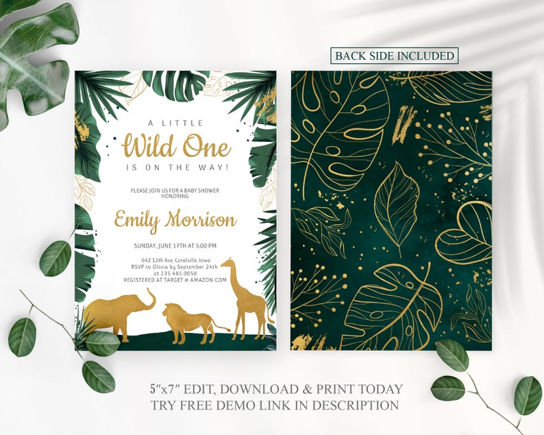 Safari Baby Shower Invitation Gender Neutral. Jungle Baby Etsy