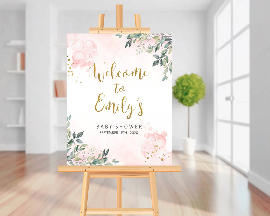 Pink Floral Baby Shower Sign It's a Girl Floral Etsy