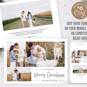 Family christmas card edit. Holiday photo card template. Christmas photo card card template. Christmas card edit template. Corjl xmas card.