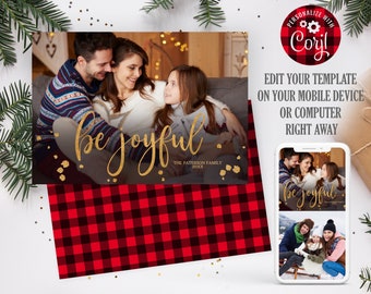 Editable Photo Christmas Card Template (Digital Download)