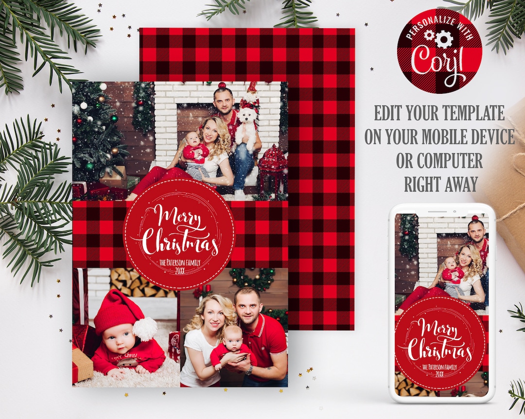 Editable Photo Christmas Card Template (instant Download) - Etsy