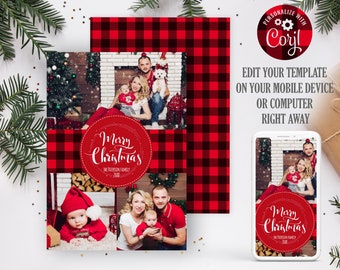 Editable Photo Christmas Card Template (Instant Download)