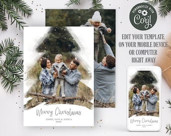 Editable Photo Christmas Card Template: Holiday Card (Corjl)