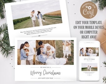 Editable Photo Christmas Card Template (7x5 in)