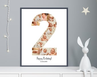 Editable 2nd Birthday Photo Collage Template (Digital Download)
