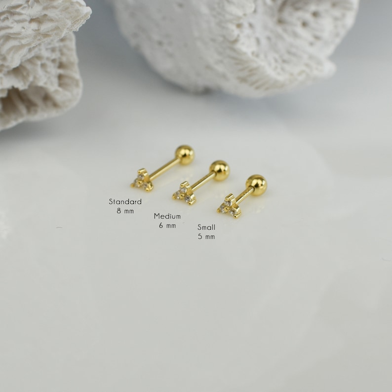 Tiny CZ Piercing Helix Piercing Gold Conch CZ Piercing Sterling Silver 925 minimalist Jewelry Gold Tragus Piercing gold zdjęcie 2